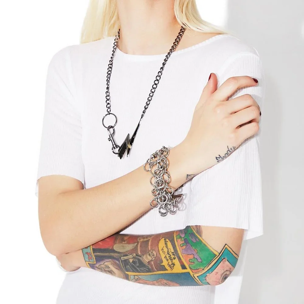 Cheap Monday Bracelet - Silver Rings Boho Statement 1980s Goth Punk Rivethead - Picture 1 of 5